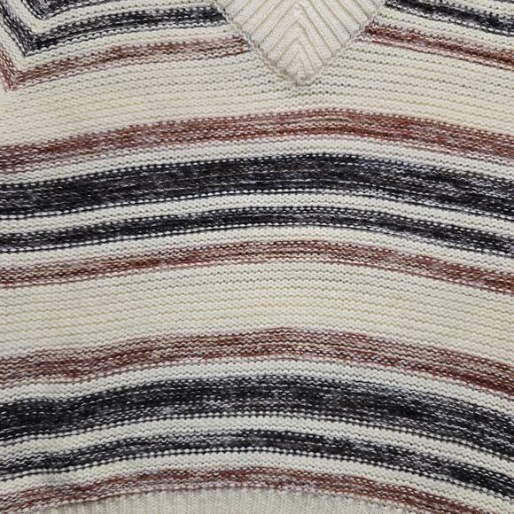 Vintage Silton Sweater Large Biege Brown Striped Knit Pullover 70s 80s - Picture 2 of 8